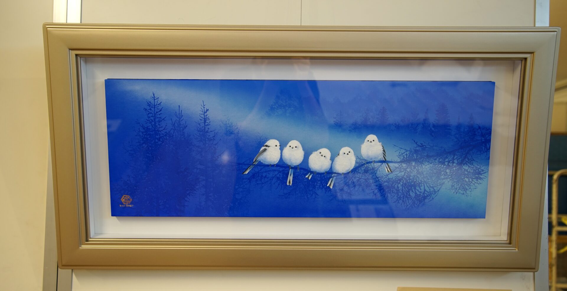 日本画　シマエナガ